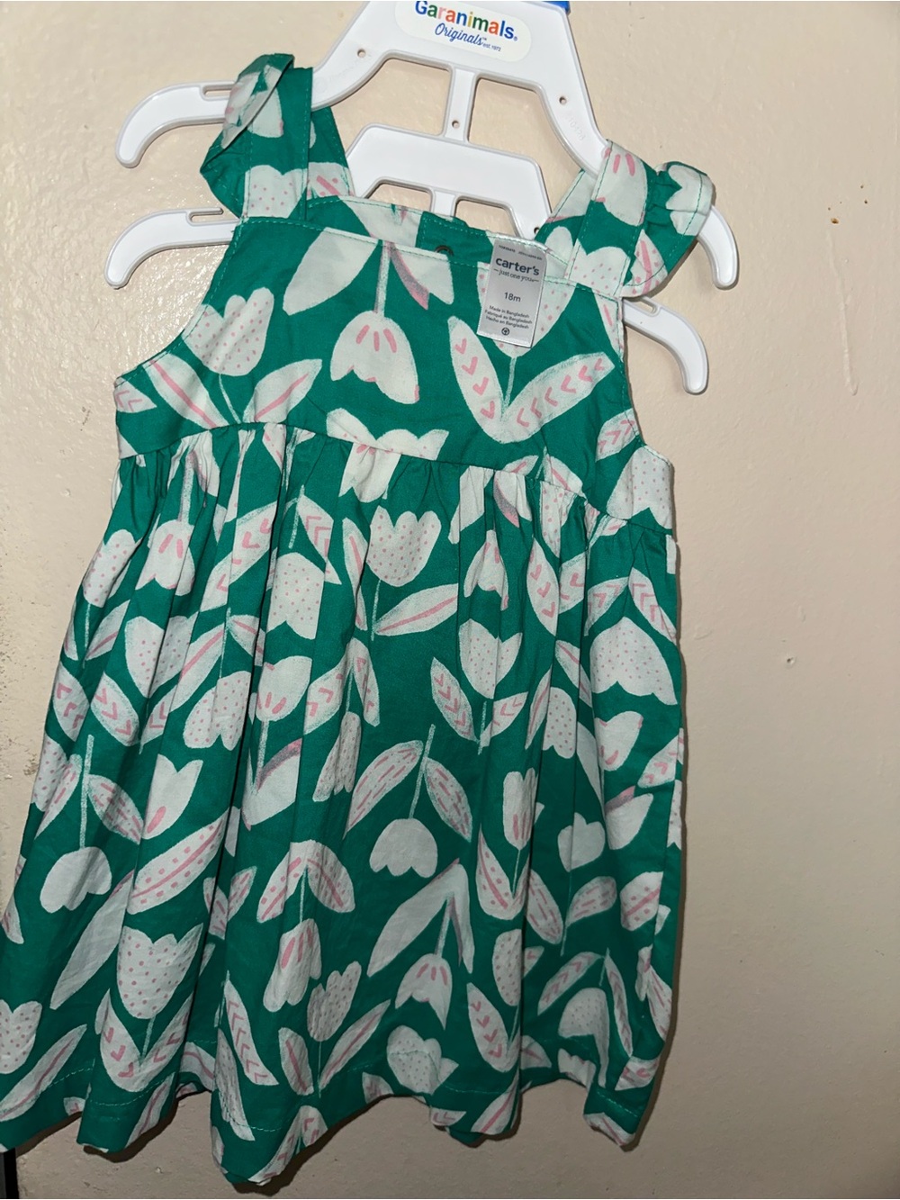 Carter's Teal Green Floral Sundress with Pink Accents